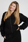 Black Travel Bud Zipper Hoodie