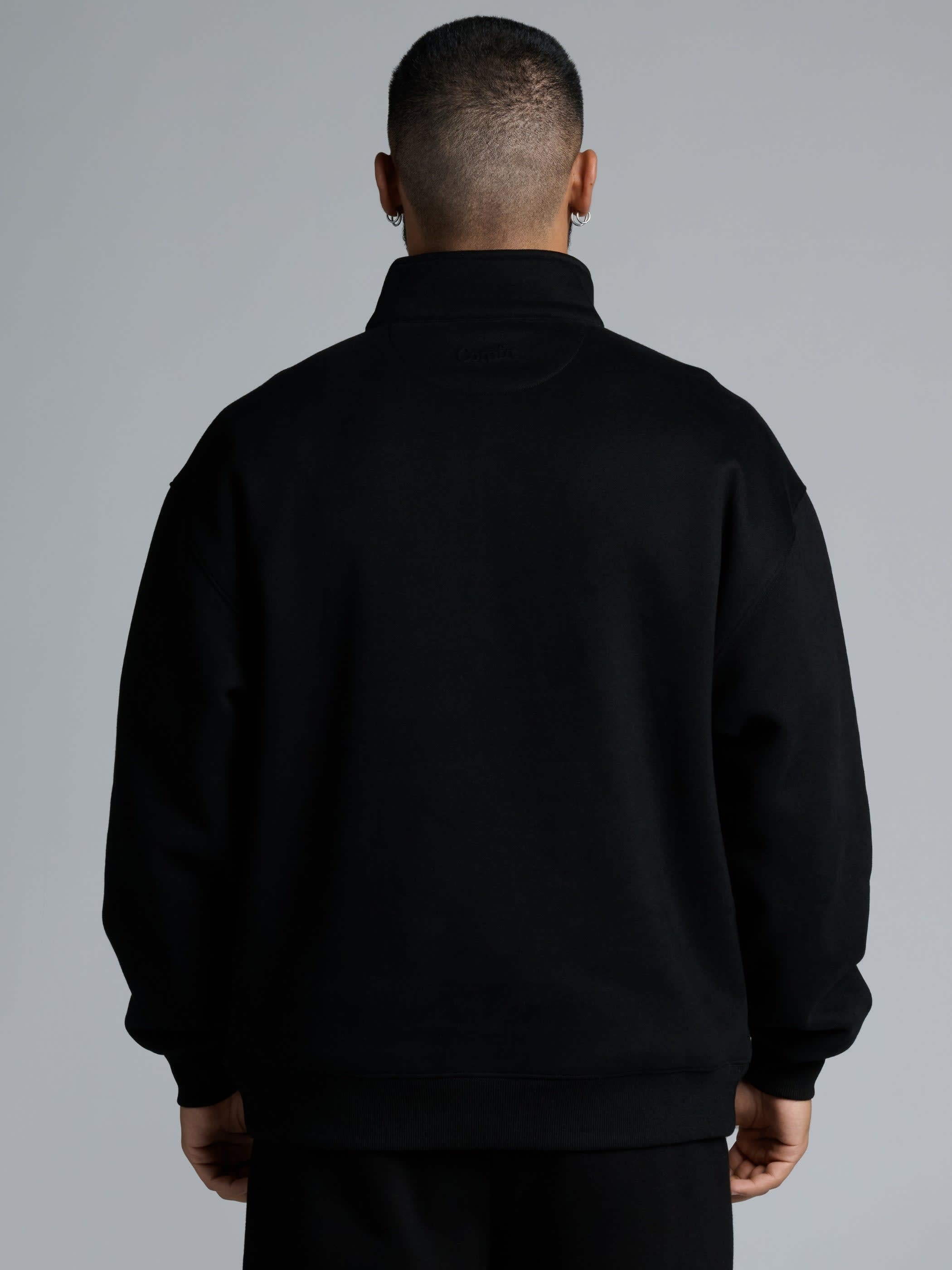 Black Quarter Zipper Sweatshirt